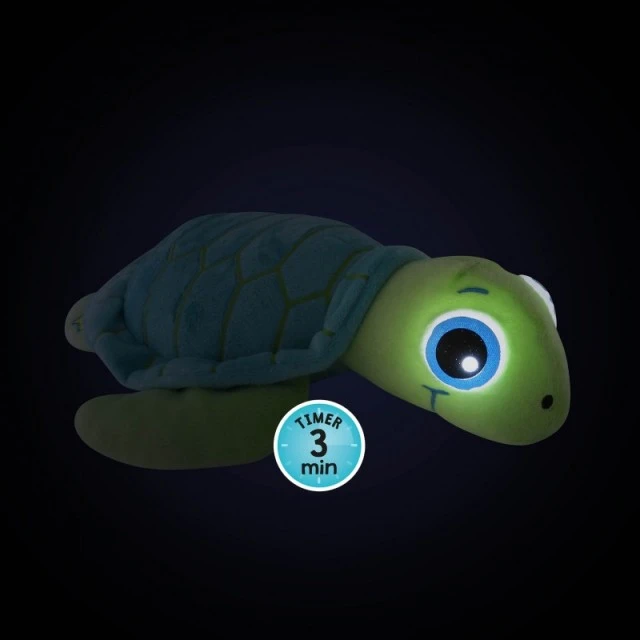 Plush turtle with glowing eyes
