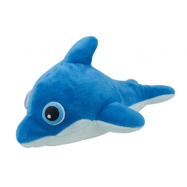 Plush dolphin with glowing eyes