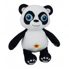 Plush panda with glowing eyes