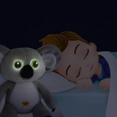 Plush koala with glowing eyes